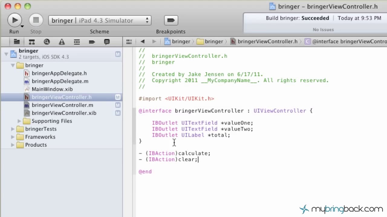 Learn Xcode 4 Tutorial iOS iPad iPhone 1.4  Variables, Outlets, Actions