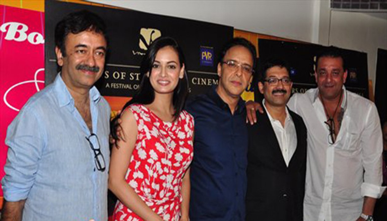 Arshad Warsi Sanjay Dutt Rajkumar Hirani & Hot Dia Mirza at at Munna Bhai film Chat Show