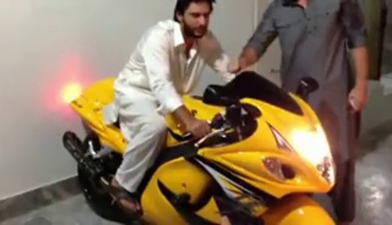 Shahid Afridi Riding the Super Bike