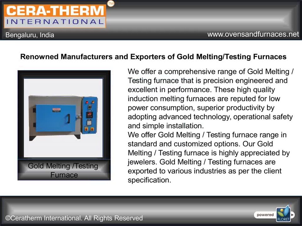 Gold melting/testing furnace Manufacturers Suppliers in Bangalore, India