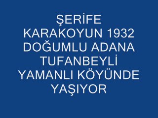 ADANA "TUFANBEYLİ " YAMANLI KÖYÜNDEN ŞERİFE KARAKOYUN   ( ÖMÜR DEDİĞİN )