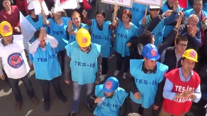 ÇATES'in özelleştirilmesine 'Dur' mitinginden görüntüler...