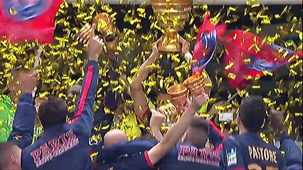 La joie des Parisiens - Finale de Coupe de la Ligue OL-PSG (1-2) - 2013/2014