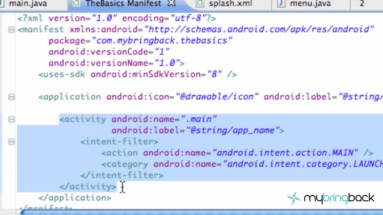 Learn Android Tutorial 1.7- Setting up our Splash Activity