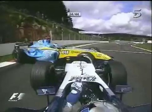 F1 2004 - R14 - Montoya vs Trulli incident onboard Spa