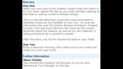 Newmarket Holidays l Andre Rieu in London 2-day Make-Your-Own-Way Break