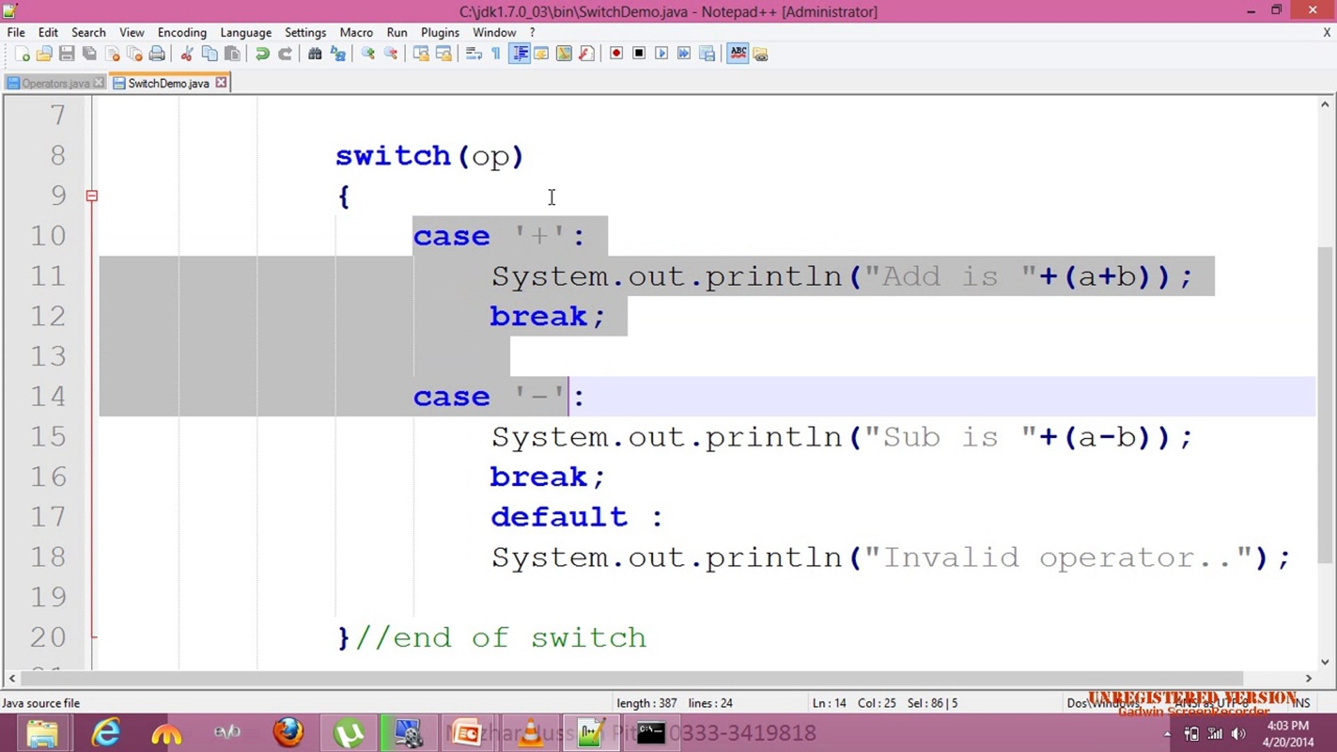 java programming tutorial 24 switch statement  (sindhi)