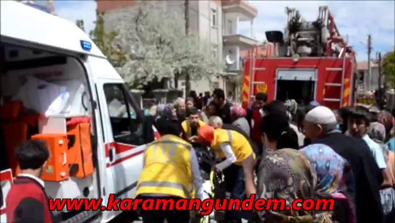 Karamanda ikamet yangınında 2 kişi fenalık geçirdi