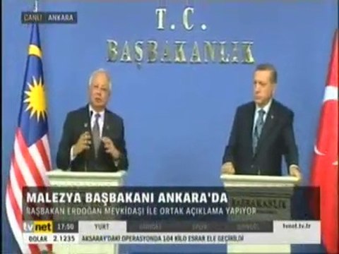 Malezya Başbakanı Ankarada. Başbakan Erdoğan ve Rezak Ortak Basın Toplantısı Düzenledi