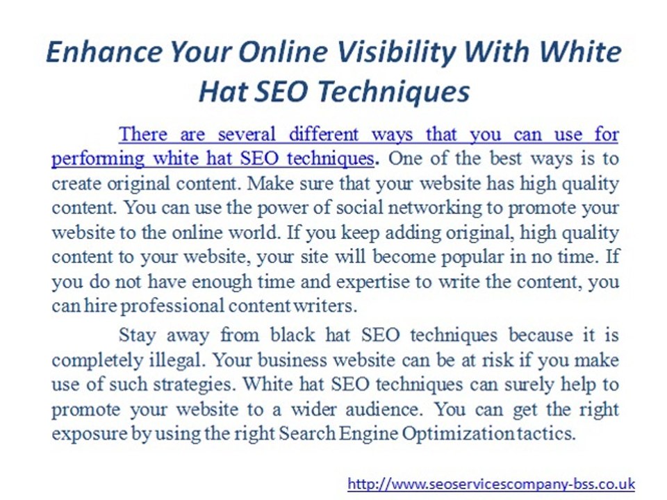 Enhance your online visibility with White hat SEO techniques