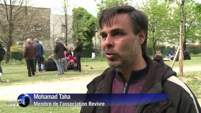 Saint-Ouen: des réfugiés syriens subsistent dans un parc
