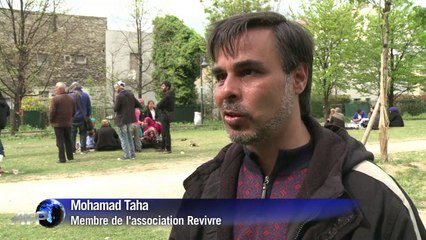Saint-Ouen: des réfugiés syriens subsistent dans un parc