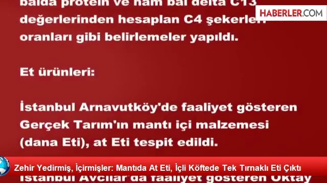 Zehir Yedirmiş, İçirmişler: Mantıda At Eti, İçli Köftede Tek Tırnaklı Eti Çıktı