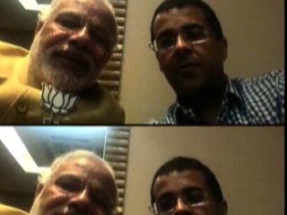 Selfie obsession- Modi tweets selfie with Chetan Bhagat