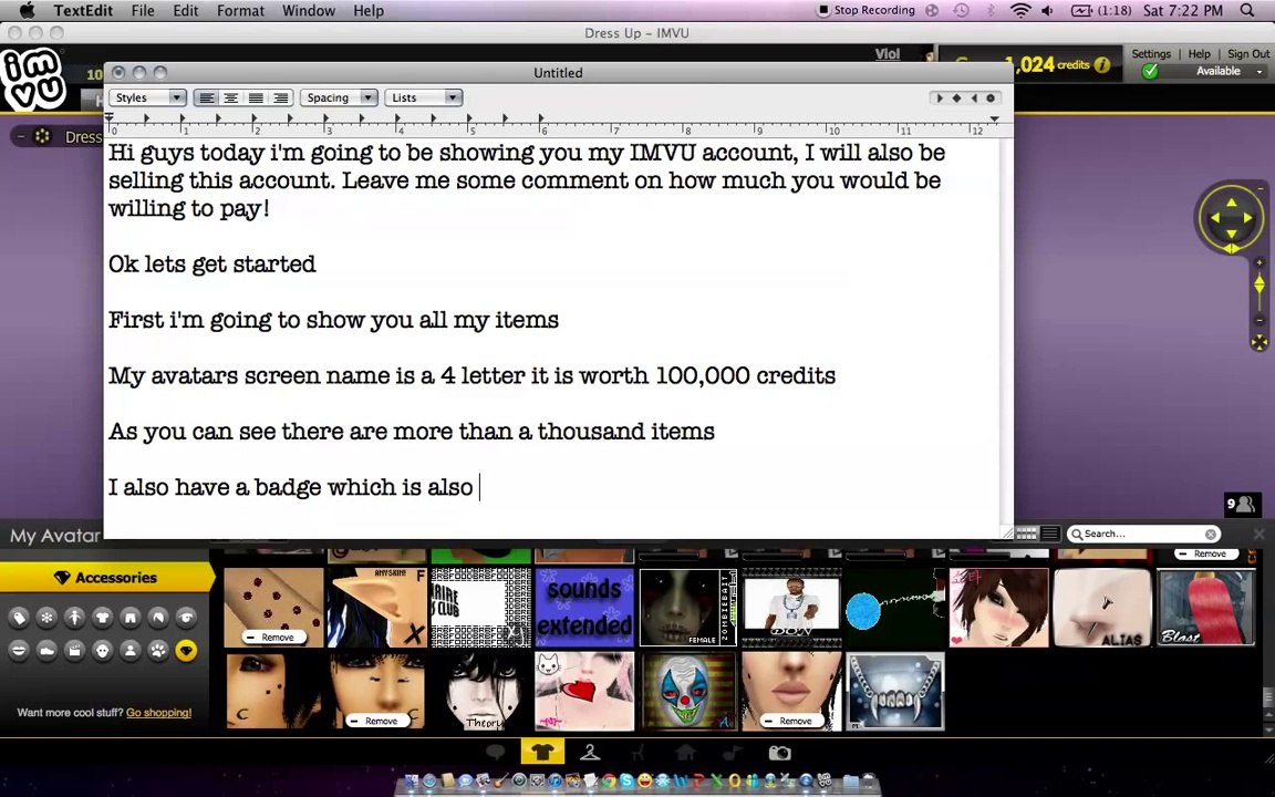 PlayerUp.com - Buy Sell Accounts - IMVU - Account for sale!!!!!!!