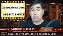 NHL Playoff Odds Game 3 Philadelphia Flyers vs. New York Rangers Pick Prediction Preview 4-22-2013