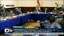 Bolivia: gobierno y sindicatos pactan; sueldo mínimo se eleva el 20%