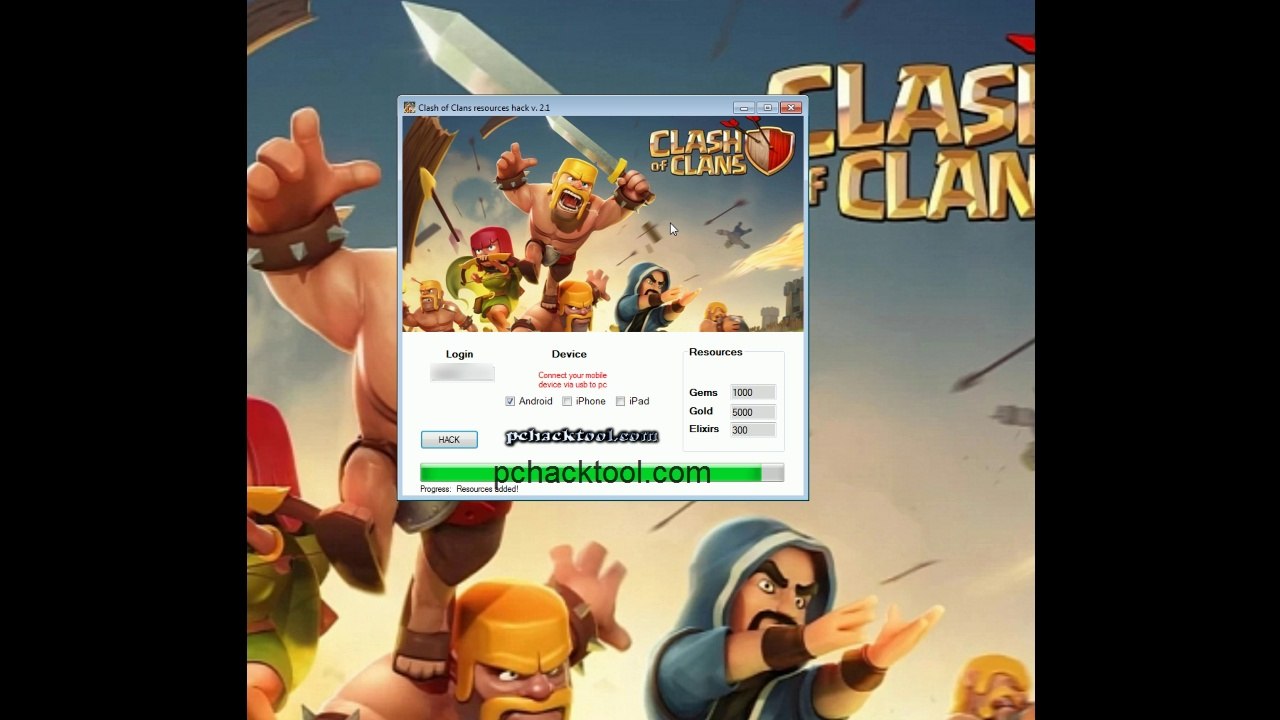 Clash of Clans gems, gold, elixir hack