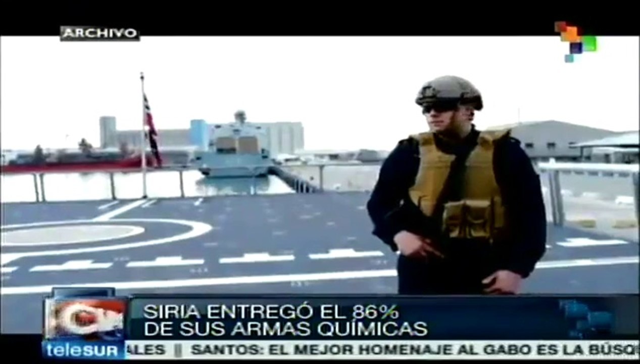 Siria entregó el 86% de sus armas químicas, ase...