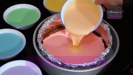 رينبو تشيز كيك من مطبخ سمر - rainbow cheesecake