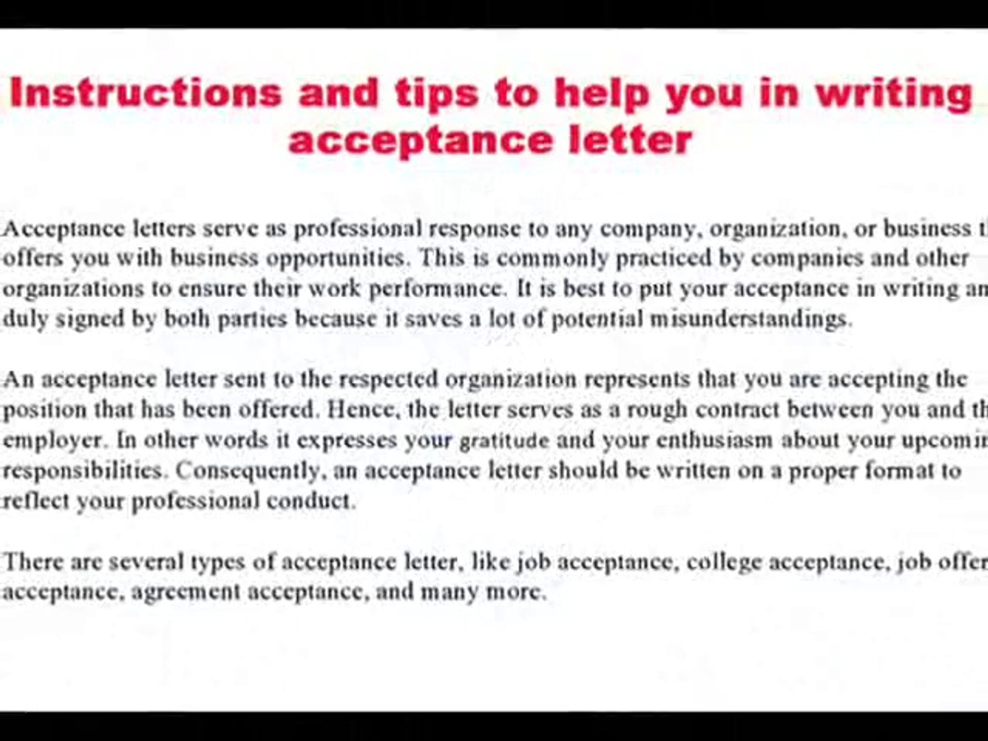 How to Write an Acceptance Letter - video Dailymotion