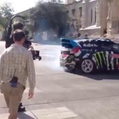 Nyjah Huston taking advantage of Ken Block's car service!