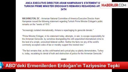 ABD'deki Ermenilerden Erdoğan'ın Taziyesine Tepki