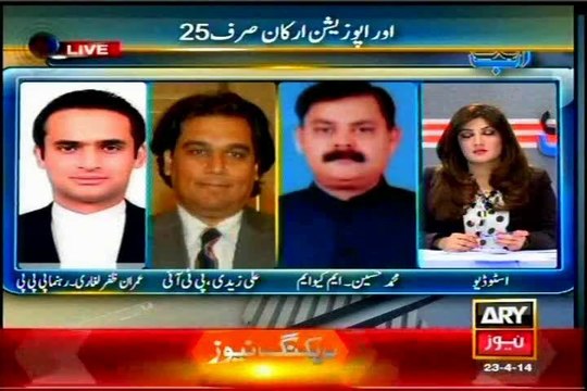 ARY Ab Tak Sadaf Abdul Jabbar Jabbar with MQM Muhammad Hussain (23 April 2014)