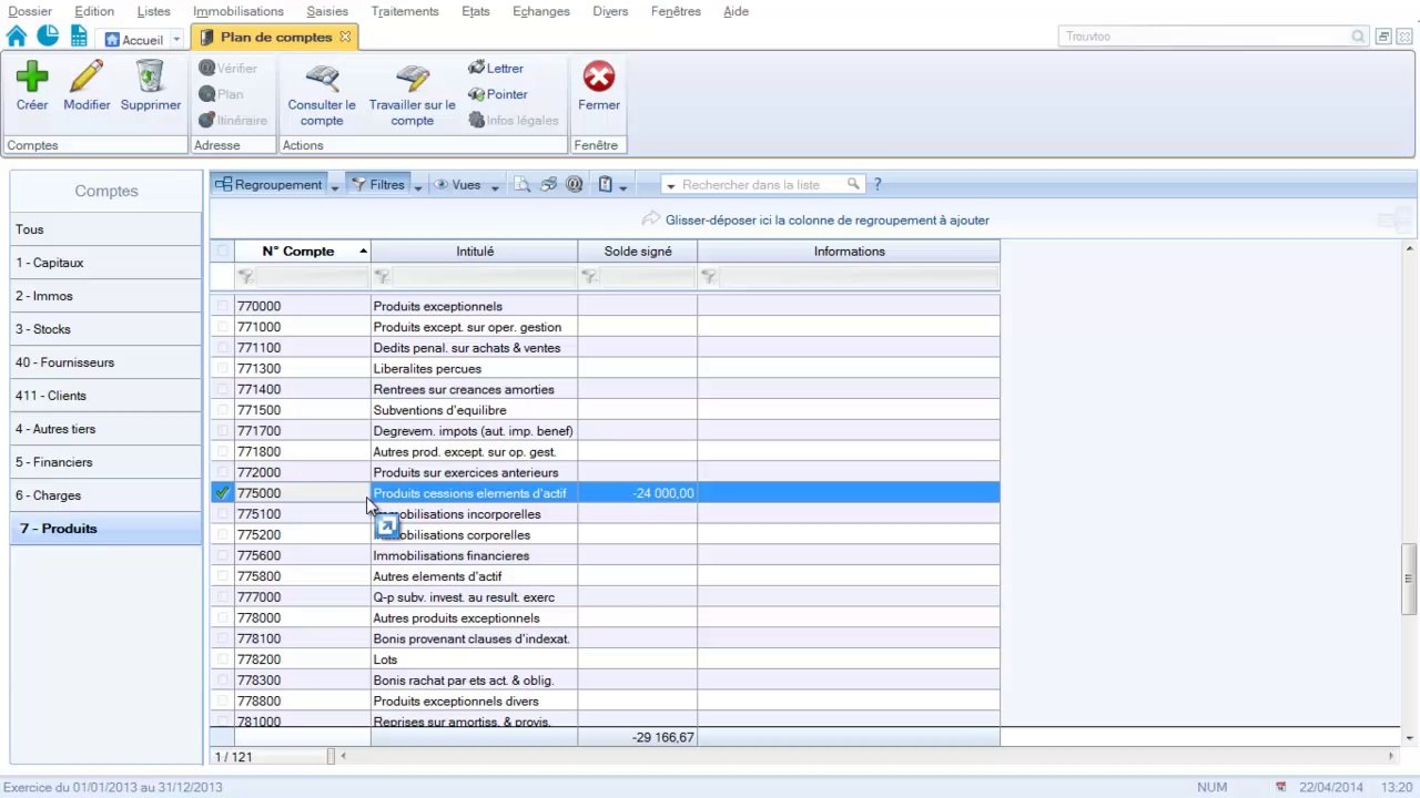 Tutoriel creation des comptes de la classe 77 sur CIEL Comptabilité