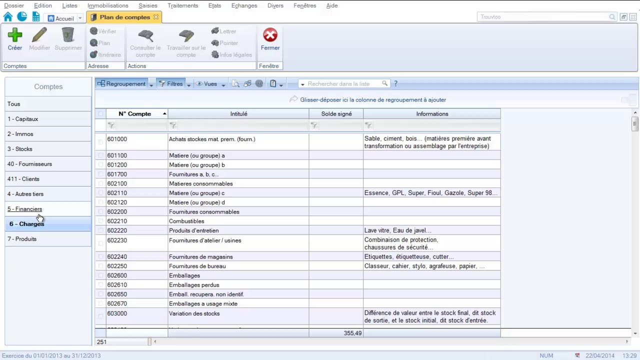 Tutoriel création des comptes de la classe 78 sur CIEL Comptabilité