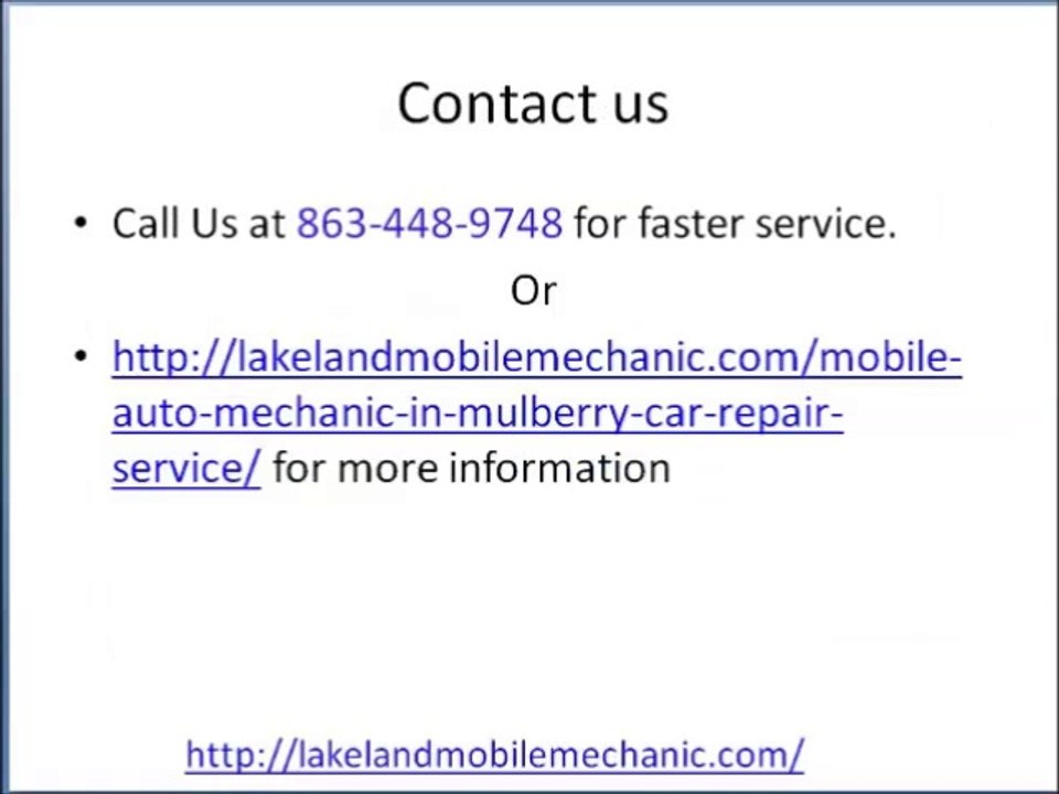 Mobile Auto Mechanic In Mulberry Car Repair Review 863-448-9748