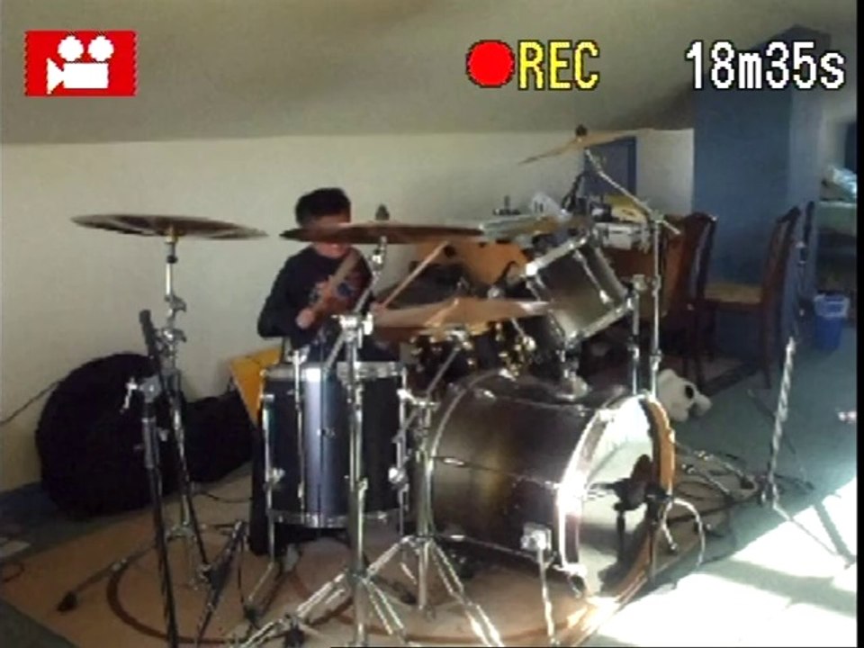 Kid playing drums for first time!