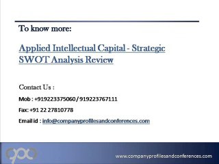Applied Intellectual Capital - Strategic SWOT Analysis Review