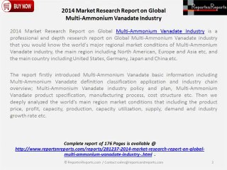 2014 Analysis of  Global Multi-ammonium Vanadate Industry by Researchers