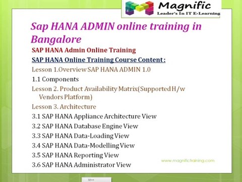 Sap-HANA ADMIN Training Online Classes-free demo classes in uk