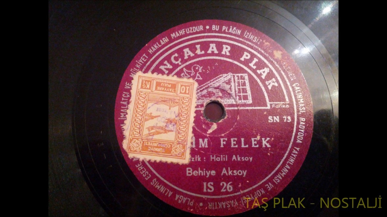 Behiye Aksoy - Zalim Felek - Taş Plak Kaydı