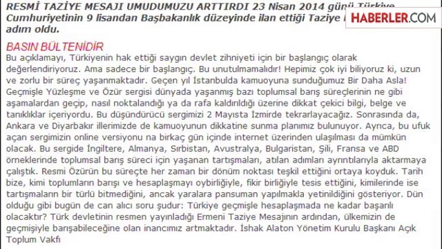 Başbakan Erdoğan'ın, 1915 Olaylarına İlişkin Mesajı