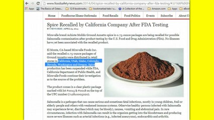 RECALL ALERT #37 FOR 2014 Spice Recalled by California Company