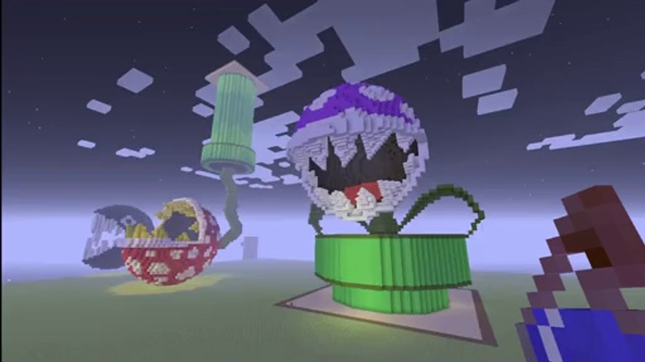Dorick Minecraft 3D Pixel Art Purple Piranha Plant Statue from Super Mario World Nintendo