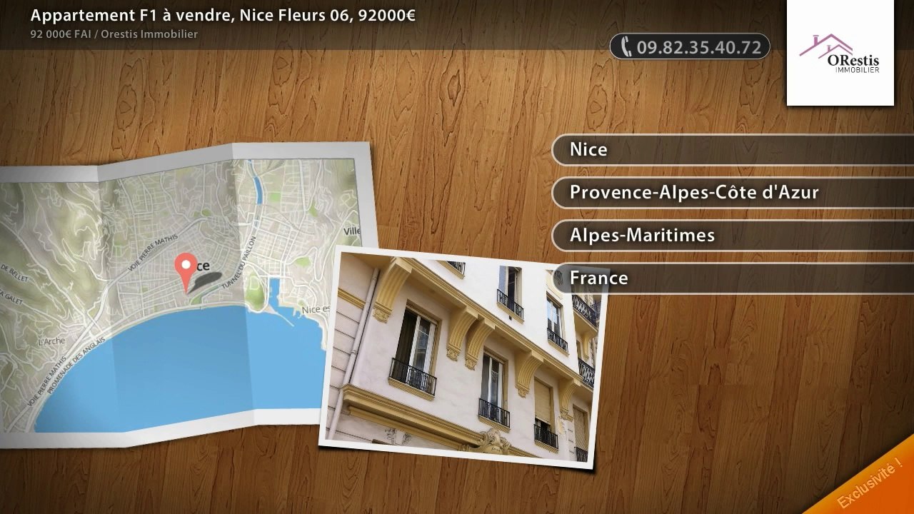 Appartement F1 à vendre, Nice Fleurs 06, 92000€