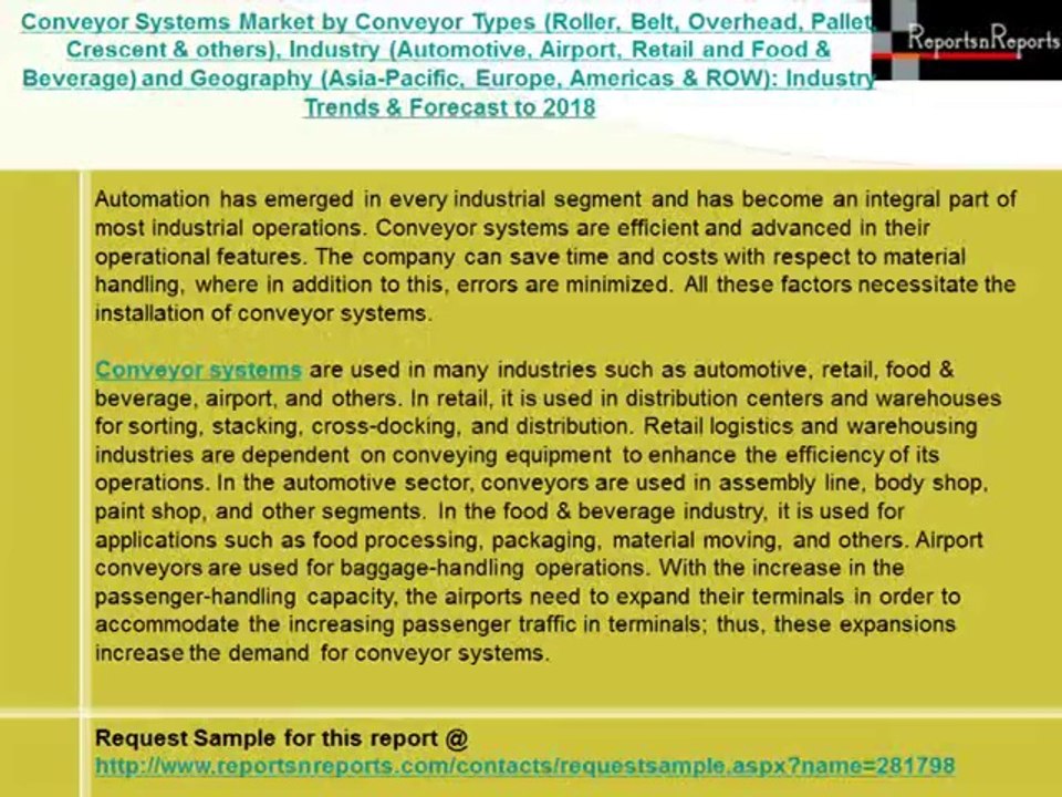 Conveyor Systems Industry Alternative market strategies