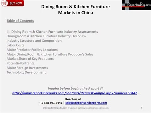 Dining Room & Kitchen Furniture Markets in China
