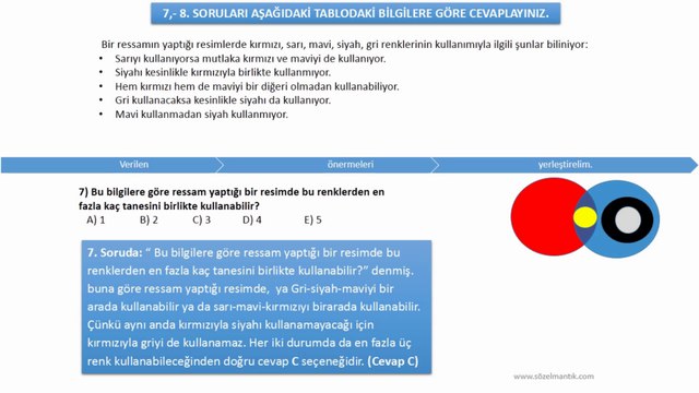 Sözel Mantık, Sözel Yetenek- Örnek Soru Çözümü