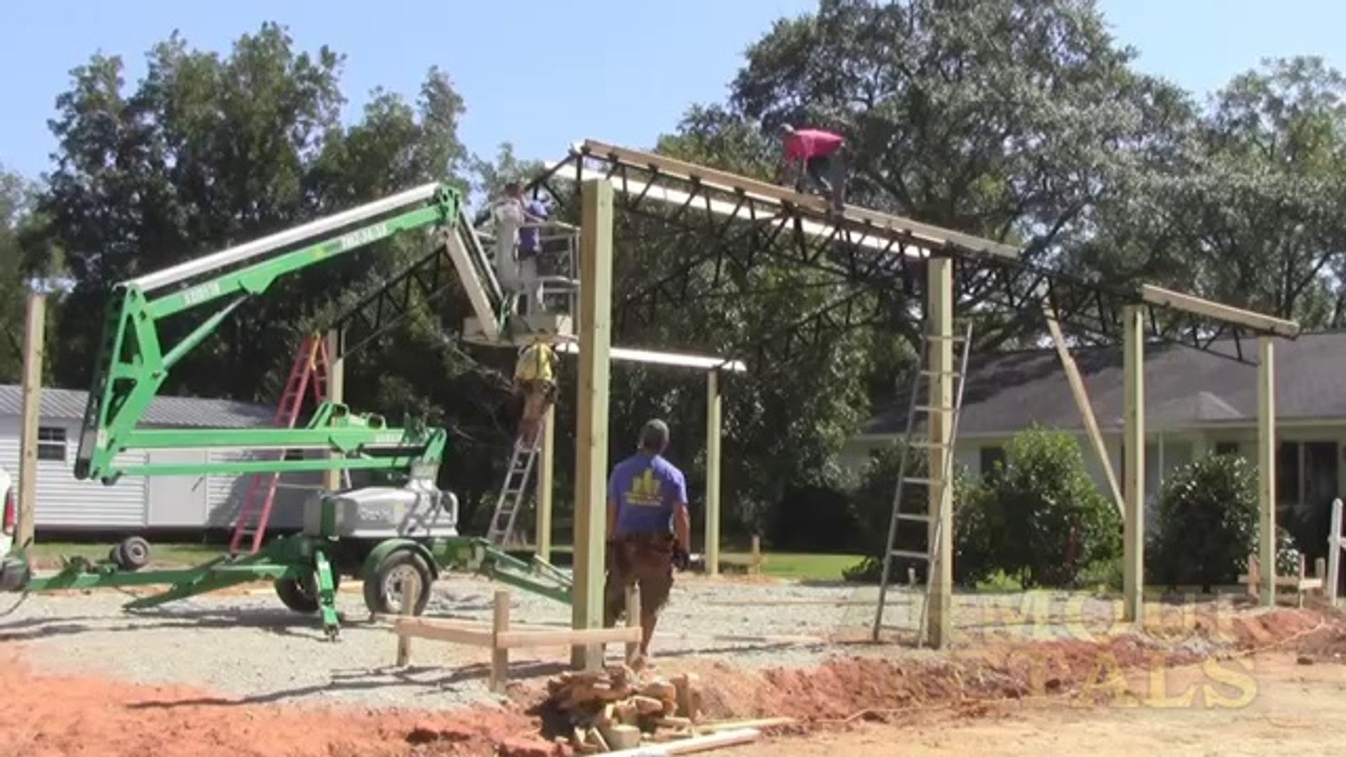 Nice Little Video Installing A 30x40x12 Pole Barn Incomplete But
