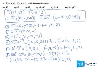 Halla coordenadas de vactores. Suma, resta y miltiplicación por un escalar
