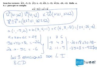 Resuelve una ecuación formada por vectores
