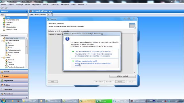 EBP Devis Facturation Open Line : Création du dossier