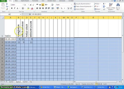 005 - Microsoft Excel 2010 - Satır Yüksekliği ve Sütun Genişliği