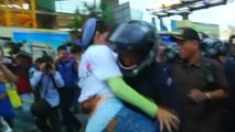 Demonstrators clash with police in Cambodia
