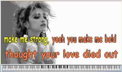 Madonna - Like a virgin -free karaoke songs online with lyrics on the screen and piano